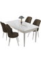 Hanah Home Juego de mesa y sillas de comedor de 5 piezas Blanco y Marrón